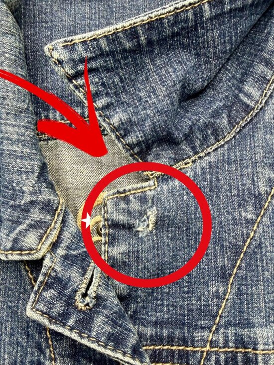 Ethyl Vintage Denim XL Embroidered Rhinestone Cross Jean Jacket - Picture 5 of 8